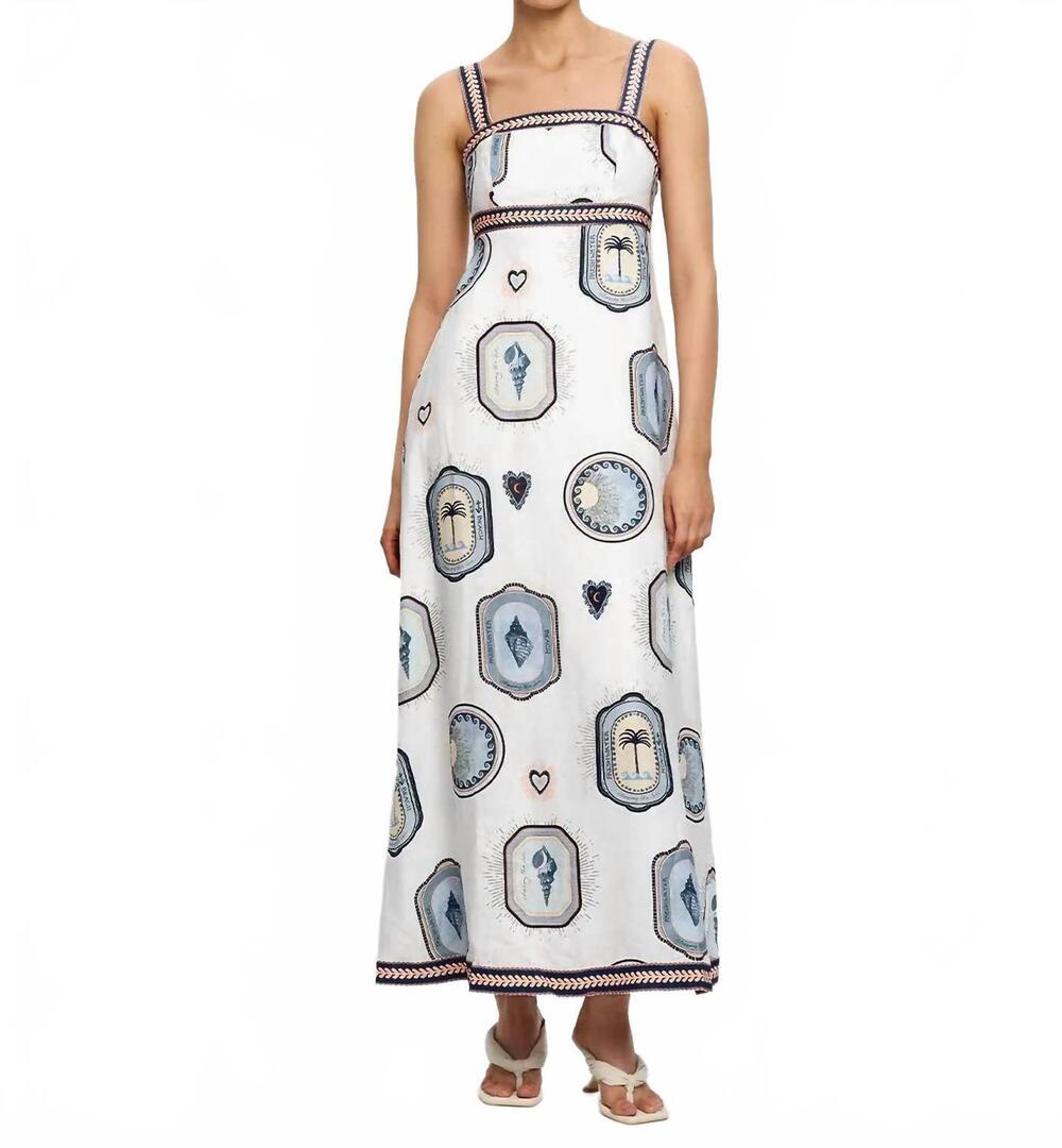 NEW KIVARI alessia maxi dress in white/blue